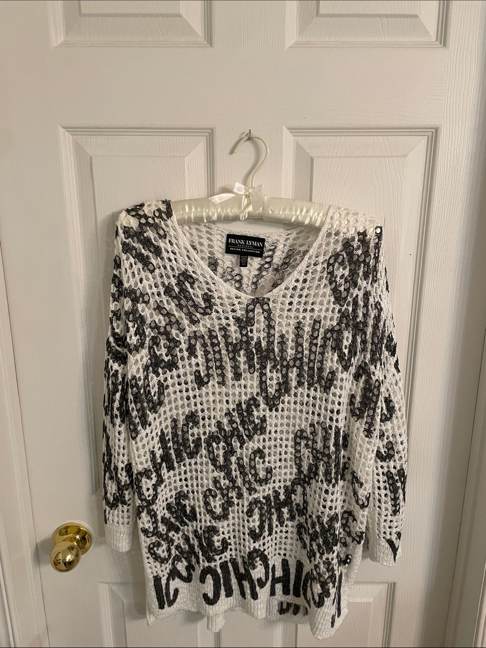 🩴✨ FRANK LYMAN Open Knit Graphic Sweater Size M - Picture 7 of 7